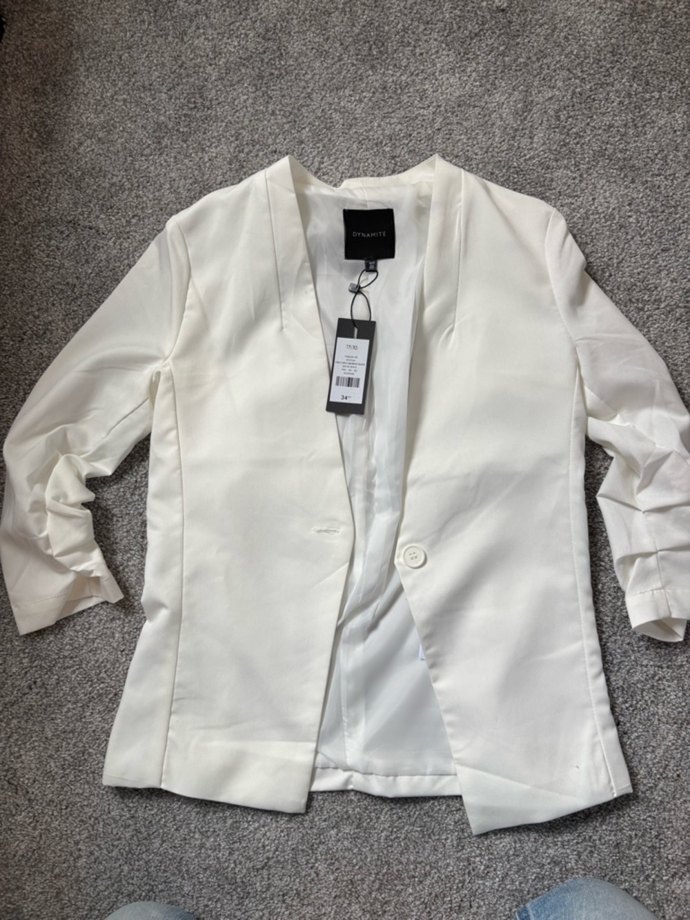 Dynamite Ivory Single-Button V-Neck Blazer